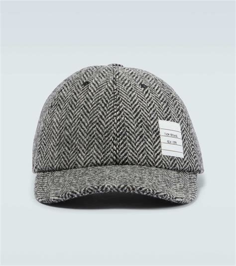 Herringbone wool baseball hat 